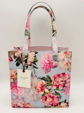 Ted Baker Blue Floral Tote with Pink Blooms